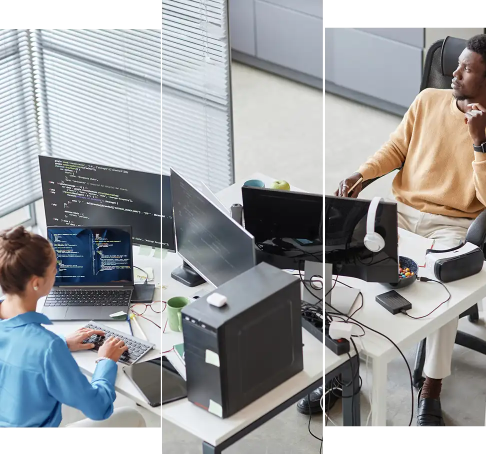 Software development team at work